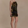 Vestido mini con espalda cruzada Ayana – Terciopelo calado