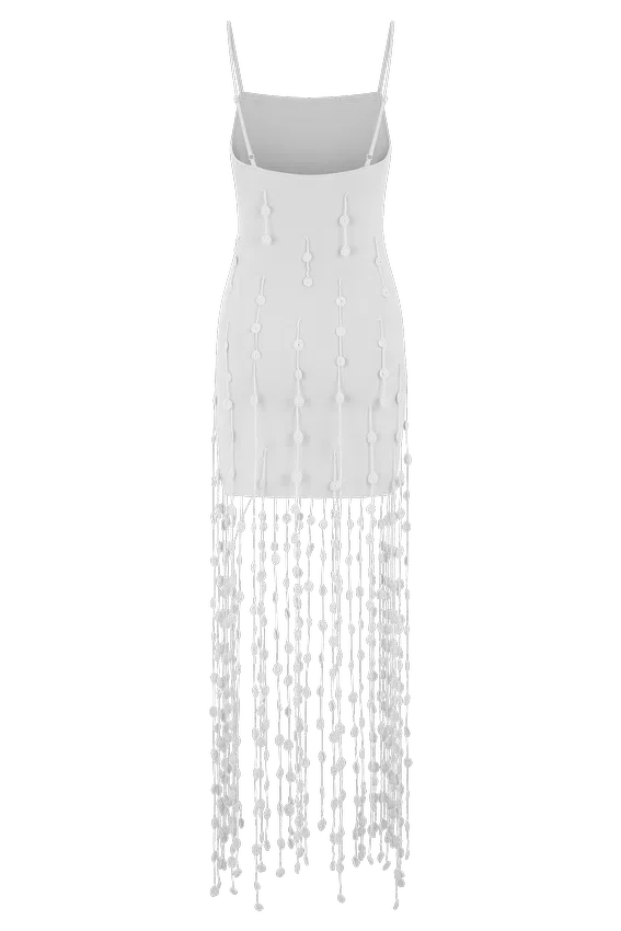 Vestido mini con flores tejido a mano Tove – Blanco Vestido mini con flores tejido a mano Tove – Blanco
