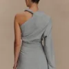Vestido mini con hombro retorcido Dorian – Gris carbón jaspeado Vestido mini con hombro retorcido Dorian – Gris carbón jaspeado