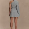 Vestido mini con hombro retorcido Dorian – Gris carbón jaspeado Vestido mini con hombro retorcido Dorian – Gris carbón jaspeado