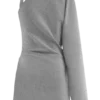 Vestido mini con hombro retorcido Dorian – Gris carbón jaspeado Vestido mini con hombro retorcido Dorian – Gris carbón jaspeado