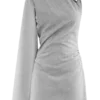 Vestido mini con hombro retorcido Dorian – Gris carbón jaspeado Vestido mini con hombro retorcido Dorian – Gris carbón jaspeado