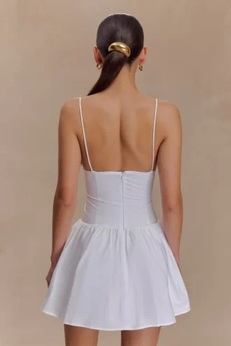 Vestido mini con volantes de algodón Janis – Blanco