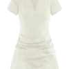 Vestido mini de algodón con cuello Tarryn – Blanco