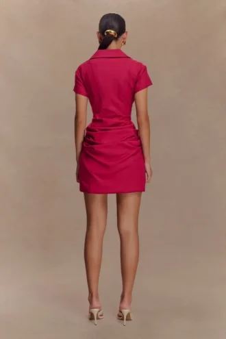 Vestido mini de algodón con cuello Tarryn – Dragonfruit