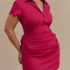 Vestido mini de algodón con cuello Tarryn – Dragonfruit