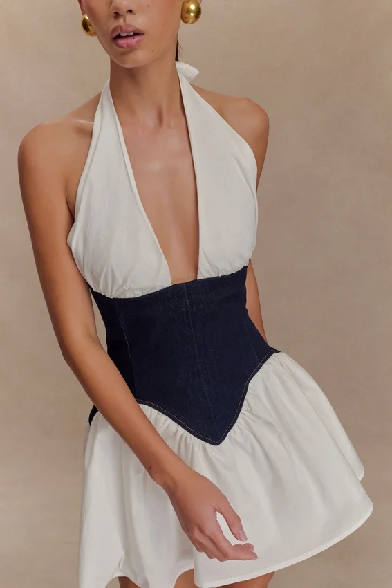 Vestido mini de algodón Denim Merlyn – Azul índigo Vestido mini de algodón Denim Merlyn – Azul índigo