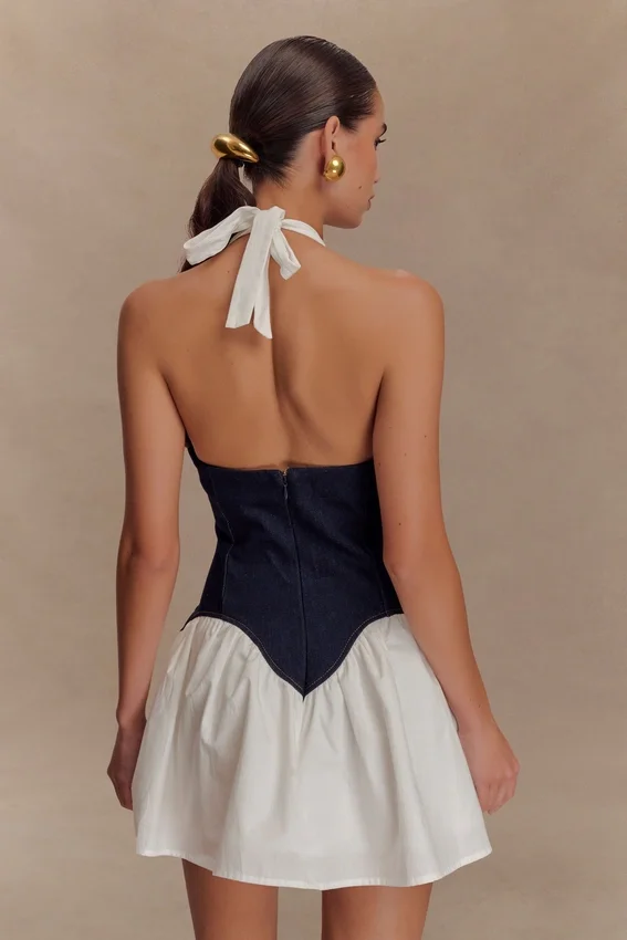 Vestido mini de algodón Denim Merlyn – Azul índigo Vestido mini de algodón Denim Merlyn – Azul índigo