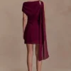 Vestido mini de gasa Daisie – Burdeos Vestido mini de gasa Daisie – Burdeos