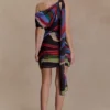 Vestido mini de gasa Daisie – Estampado Multi Fluid Reverie