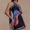 Vestido mini de gasa Daisie – Estampado Multi Fluid Reverie