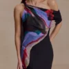 Vestido mini de gasa Daisie – Estampado Multi Fluid Reverie