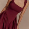 Vestido mini de jersey scuba Sharon – Burdeos Vestido mini de jersey scuba Sharon – Burdeos
