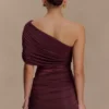 Vestido mini de malla con un solo hombro Dallas – Caoba Vestido mini de malla con un solo hombro Dallas – Caoba