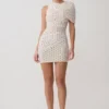 Vestido mini de malla con un solo hombro de Adrienne – Lunares Vestido mini de malla con un solo hombro de Adrienne – Lunares