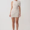Vestido mini de malla con un solo hombro de Adrienne – Lunares Vestido mini de malla con un solo hombro de Adrienne – Lunares