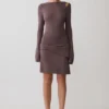 Vestido mini de manga larga de punto Cresida con detalles metálicos – Peppercorn Vestido mini de manga larga de punto Cresida con detalles metálicos – Peppercorn