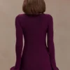 Vestido mini de manga larga de punto Samira – Ciruela Vestido mini de manga larga de punto Samira – Ciruela