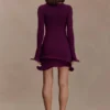 Vestido mini de manga larga de punto Samira – Ciruela Vestido mini de manga larga de punto Samira – Ciruela