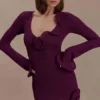 Vestido mini de manga larga de punto Samira – Ciruela Vestido mini de manga larga de punto Samira – Ciruela