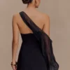 Vestido mini de organza con una manga Effie – Negro Vestido mini de organza con una manga Effie – Negro