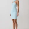 Vestido mini de punto con cuello halter de Hector – Azul Vestido mini de punto con cuello halter de Hector – Azul