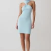 Vestido mini de punto con cuello halter de Hector – Azul Vestido mini de punto con cuello halter de Hector – Azul