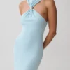 Vestido mini de punto con cuello halter de Hector – Azul Vestido mini de punto con cuello halter de Hector – Azul
