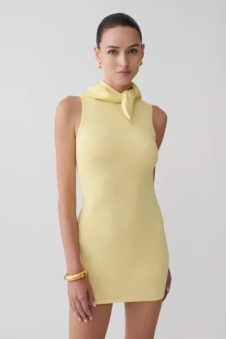Vestido mini de punto con pañuelo Amilee – Limón