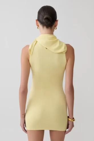 Vestido mini de punto con pañuelo Amilee – Limón