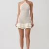 Vestido mini de punto de ganchillo Carrisa – Blanco