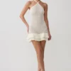 Vestido mini de punto de ganchillo Carrisa – Blanco
