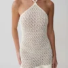 Vestido mini de punto de ganchillo Carrisa – Blanco