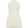 Vestido mini de punto de ganchillo Carrisa – Blanco