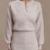 Vestido mini de punto de mezcla de lana Xaden – Oat Marle Vestido mini de punto de mezcla de lana Xaden – Oat Marle