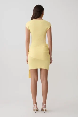 Vestido mini de punto Freida con fajín – Limón