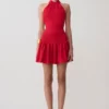 Vestido mini de punto Rory Halter – Rojo Vestido mini de punto Rory Halter – Rojo