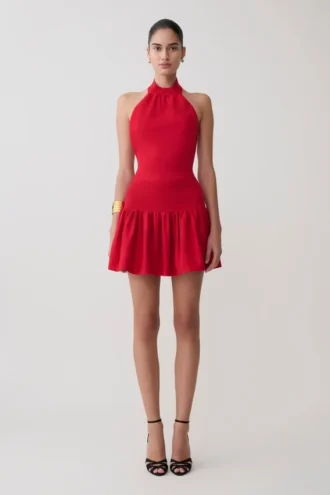 Vestido mini de punto Rory Halter – Rojo