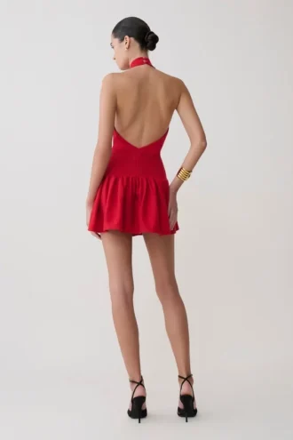 Vestido mini de punto Rory Halter – Rojo