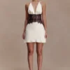 Vestido mini Dinah de encaje y satén – Negro/Marfil Vestido mini Dinah de encaje y satén – Negro/Marfil