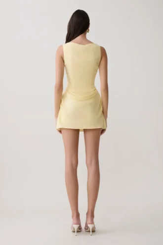 Vestido mini drapeado Bexley – Mantequilla