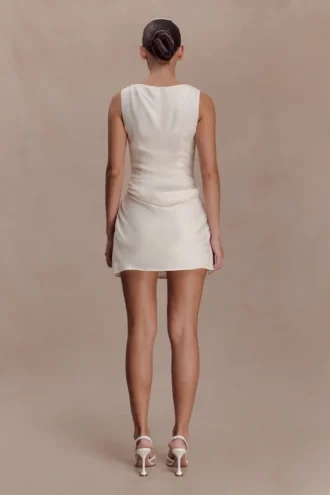 Vestido mini drapeado Bexley – Marfil