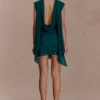Vestido mini drapeado de gasa Giulia – Esmeralda oscuro Vestido mini drapeado de gasa Giulia – Esmeralda oscuro
