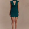 Vestido mini drapeado de gasa Giulia – Esmeralda oscuro Vestido mini drapeado de gasa Giulia – Esmeralda oscuro