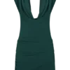 Vestido mini drapeado de gasa Giulia – Esmeralda oscuro Vestido mini drapeado de gasa Giulia – Esmeralda oscuro