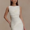 Vestido mini drapeado Henley Slinky – Marfil Vestido mini drapeado Henley Slinky – Marfil