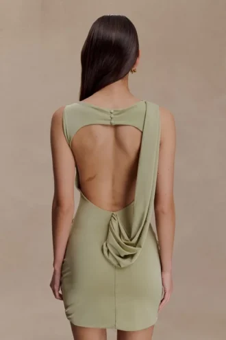 Vestido mini drapeado Henley Slinky – Salvia