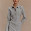 Vestido mini entallado tipo camisa Dorian – Gris carbón jaspeado