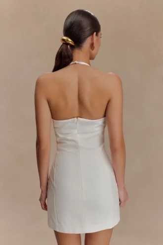 Vestido mini floral de algodón Reyes – Blanco