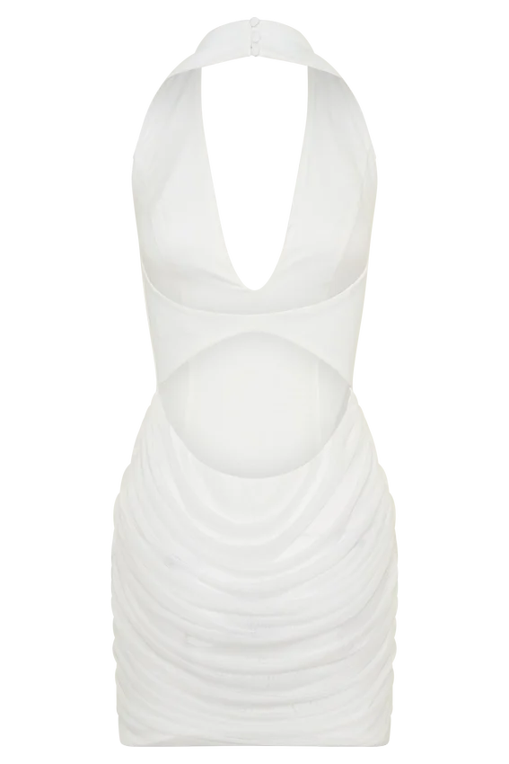 Vestido mini fruncido de neopreno Anari – Blanco Vestido mini fruncido de neopreno Anari – Blanco
